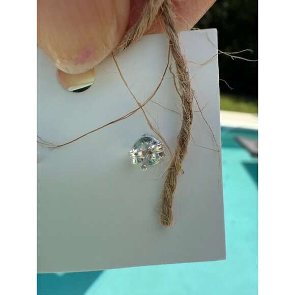 Artisan Turquoise Sterling Silver Triangle Stud Earrings Center Post Southwest - Picture 9 of 12